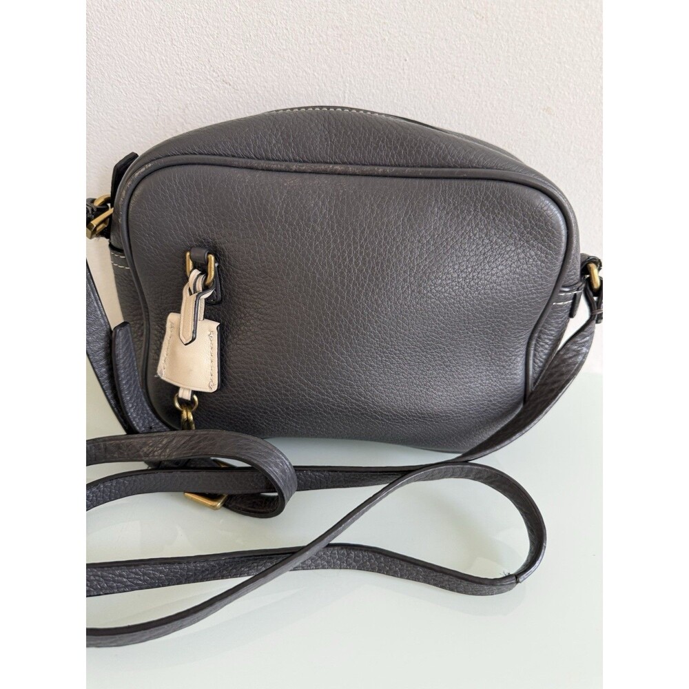 J.Crew Black Pebbled Leather Crossbody Camera Bag Shoulder Purse Brass Hardware